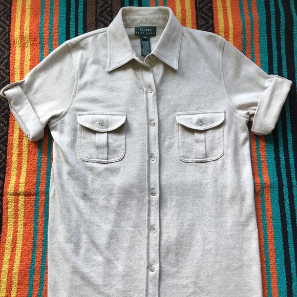 LAUREN RALPH LAUREN LINEN BLEND BUTTON DOWN DRESS - Picture 2 of 6